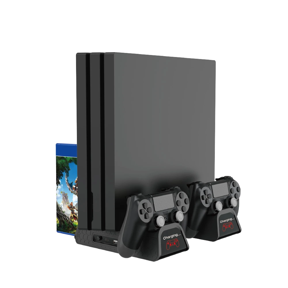 Multifunktionelt kølestativ til PS4, Slim og Pro med controller-opladning