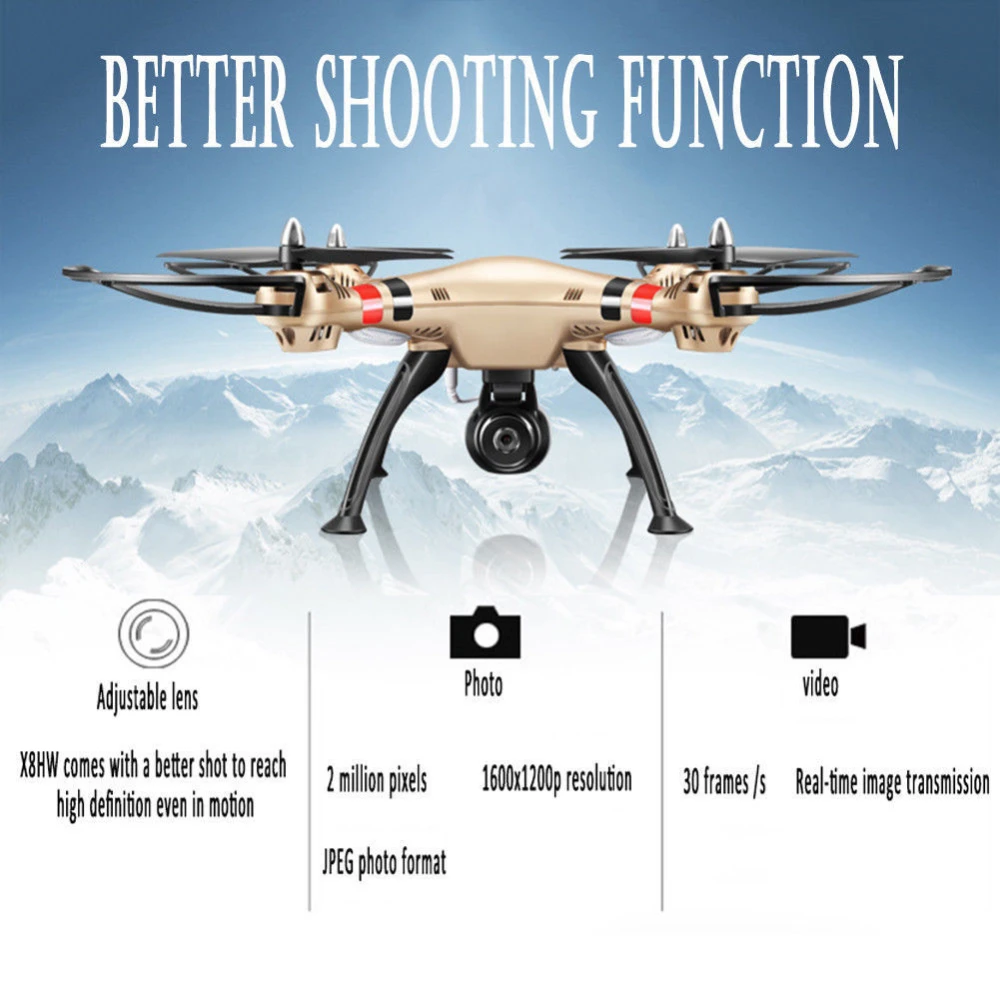 Syma X8hw drone quadcopter FPV med HD WiFi-kamera i realtid