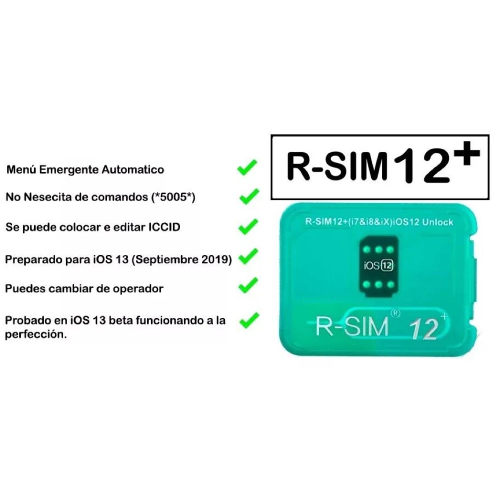 R-SIM 12 unlock-kort til iPhone 5s, 6, 6s, 7, 8 og X kompatibelt med iOS 11 og iOS 12