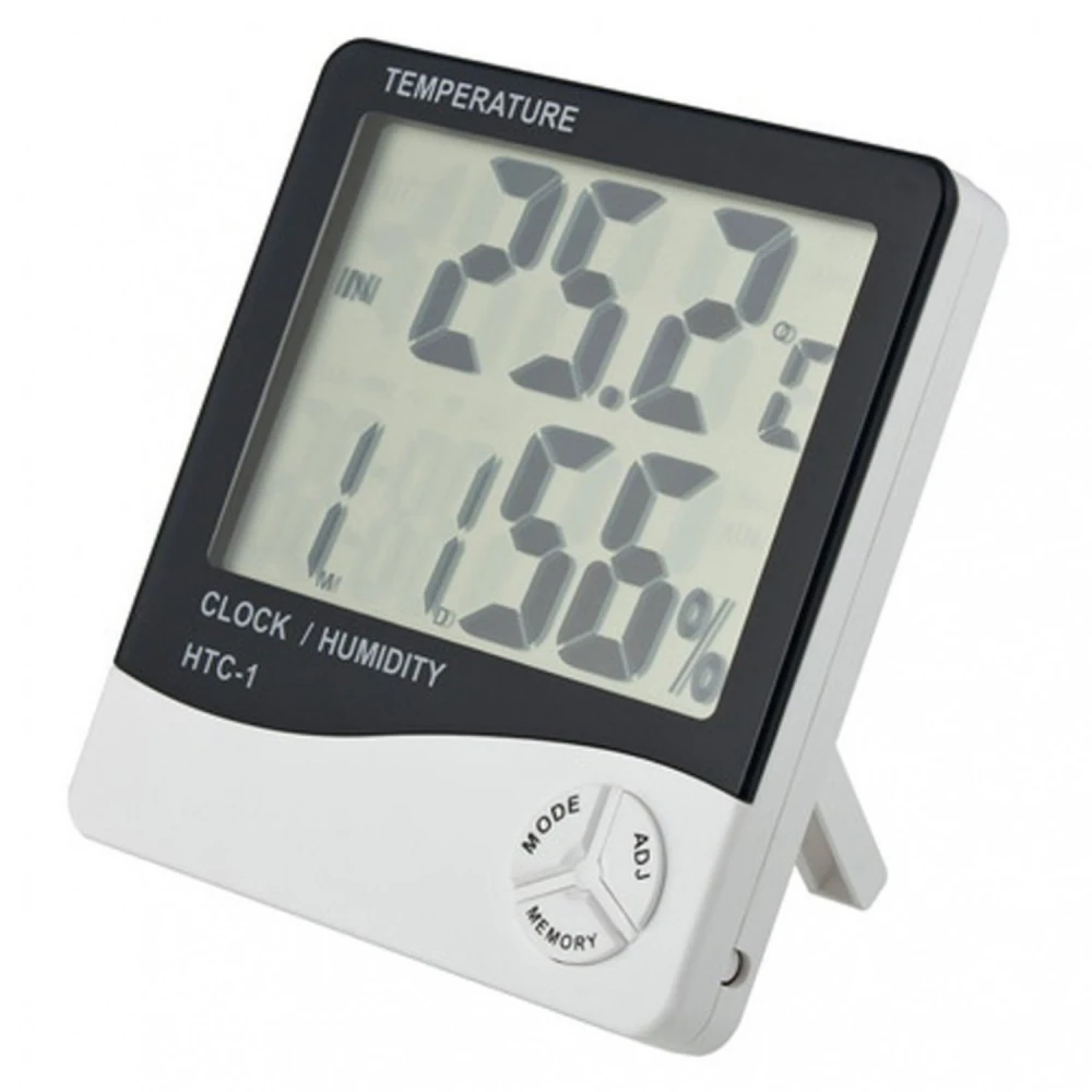 Digitalt termometer, hygrometer og ur HTC1 med alarm