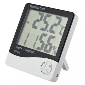 Digitalt termometer, hygrometer og ur HTC1 med alarm