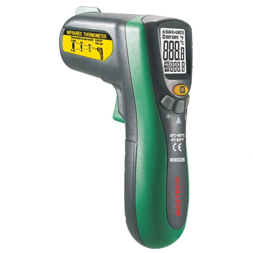Infrarødt termometer Mastech MS6522B med laser (-20ºC til +500ºC)