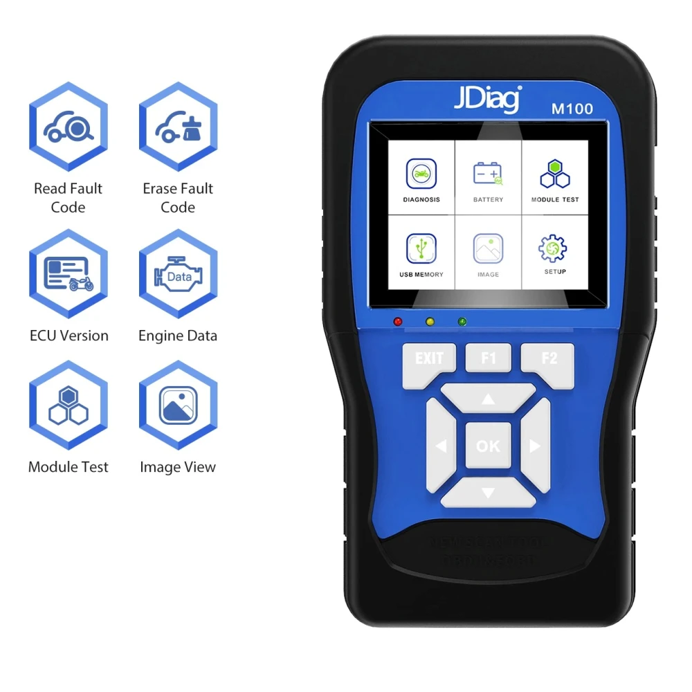 Jdiag M100 motorcykel diagnose tester - kodning, TPS, ABS og tyveri