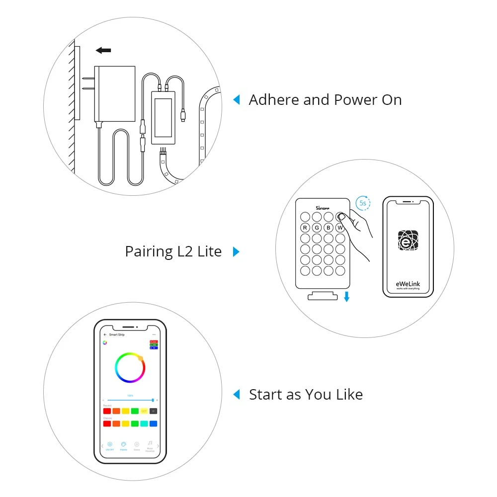 SONOFF L2 Lite smart WiFi LED strip 5 meter med fjernbetjening og app