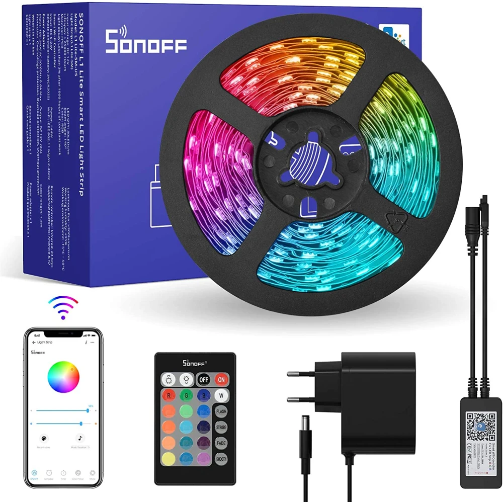 SONOFF L2 Lite smart WiFi LED strip 5 meter med fjernbetjening og app