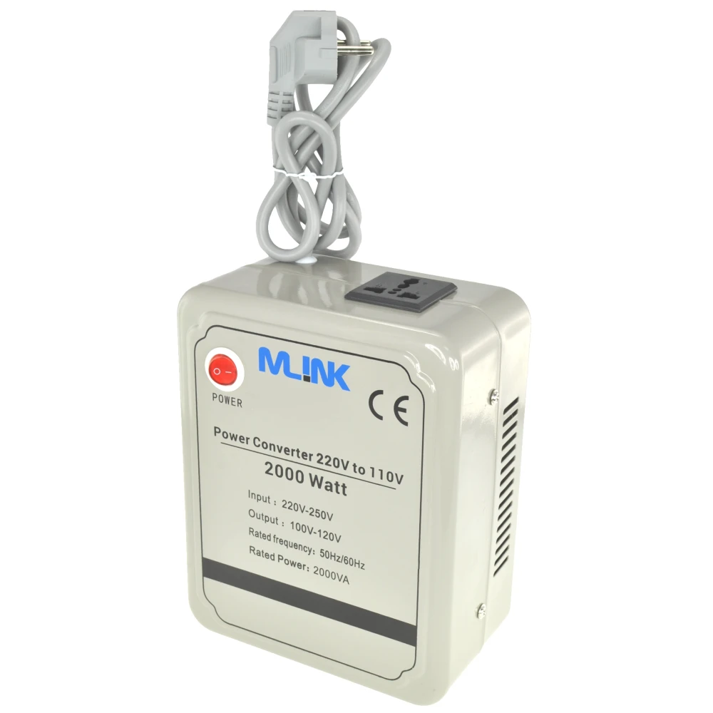 Strømtransformer 220V til 110V 2000W Mlink, kraftig og kompakt