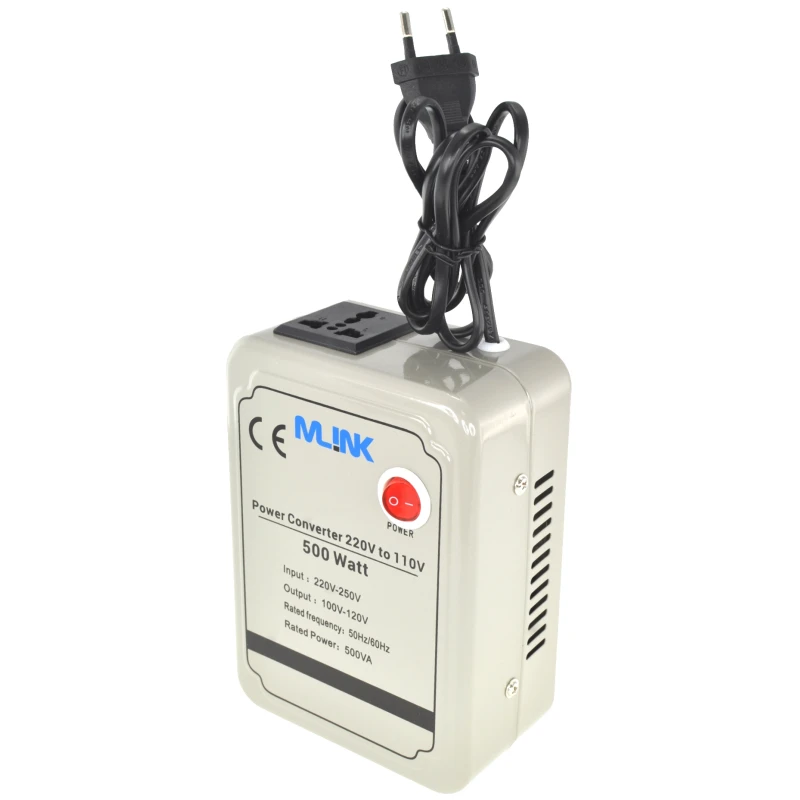 Spændingstransformer 220V til 110V 500W - maksimal effektomformer