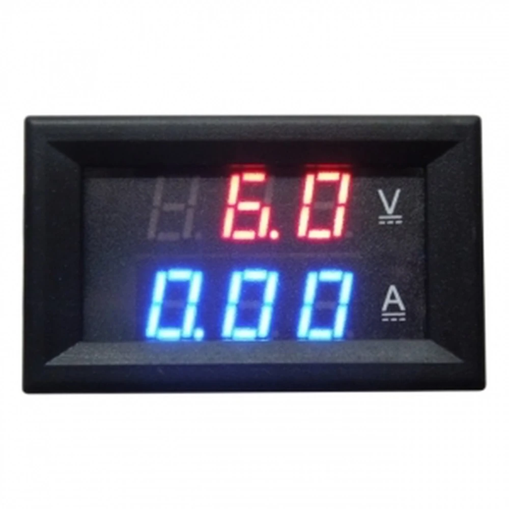 Digitalt indbygget voltmeter og amperemeter rød 4.5-100V 0-10 ampere