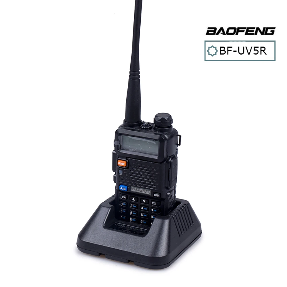Baofeng UV-5R 8W walkie talkie med øresnegl og VHF/UHF