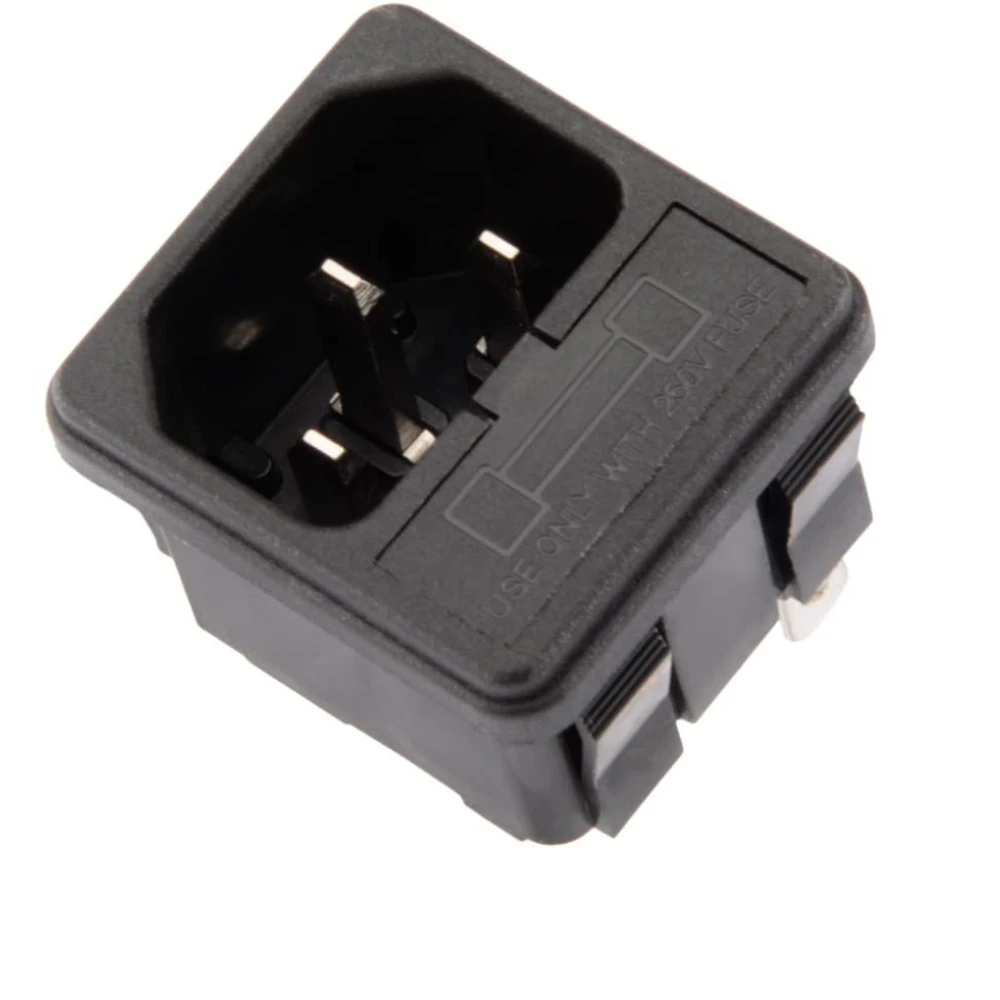 AC-02 strømindtag Schuko med sikringsholder og 3 hanterminaler